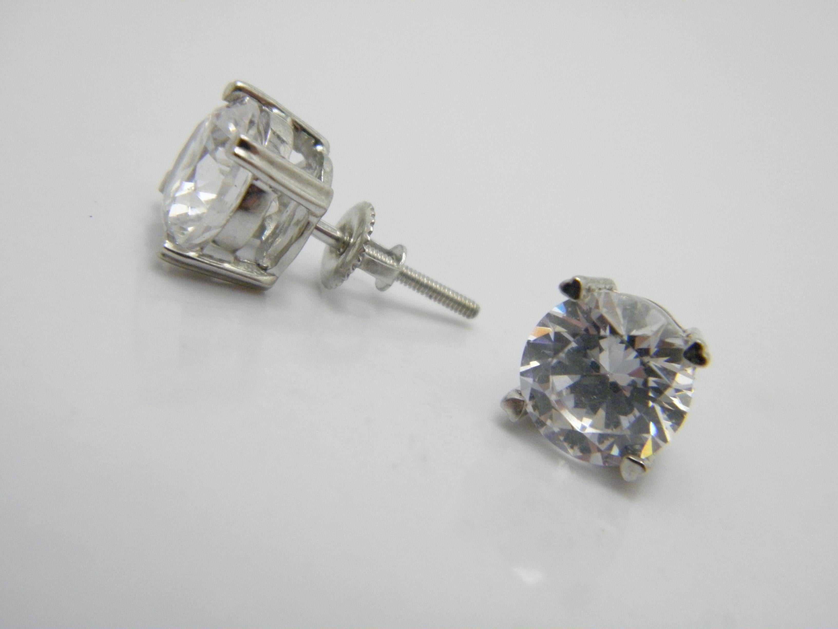 Women's or Men's Vintage Silver 3.5 Carat Diamond Paste HUGE Screw Back Stud Earrings 925 Purity For Sale