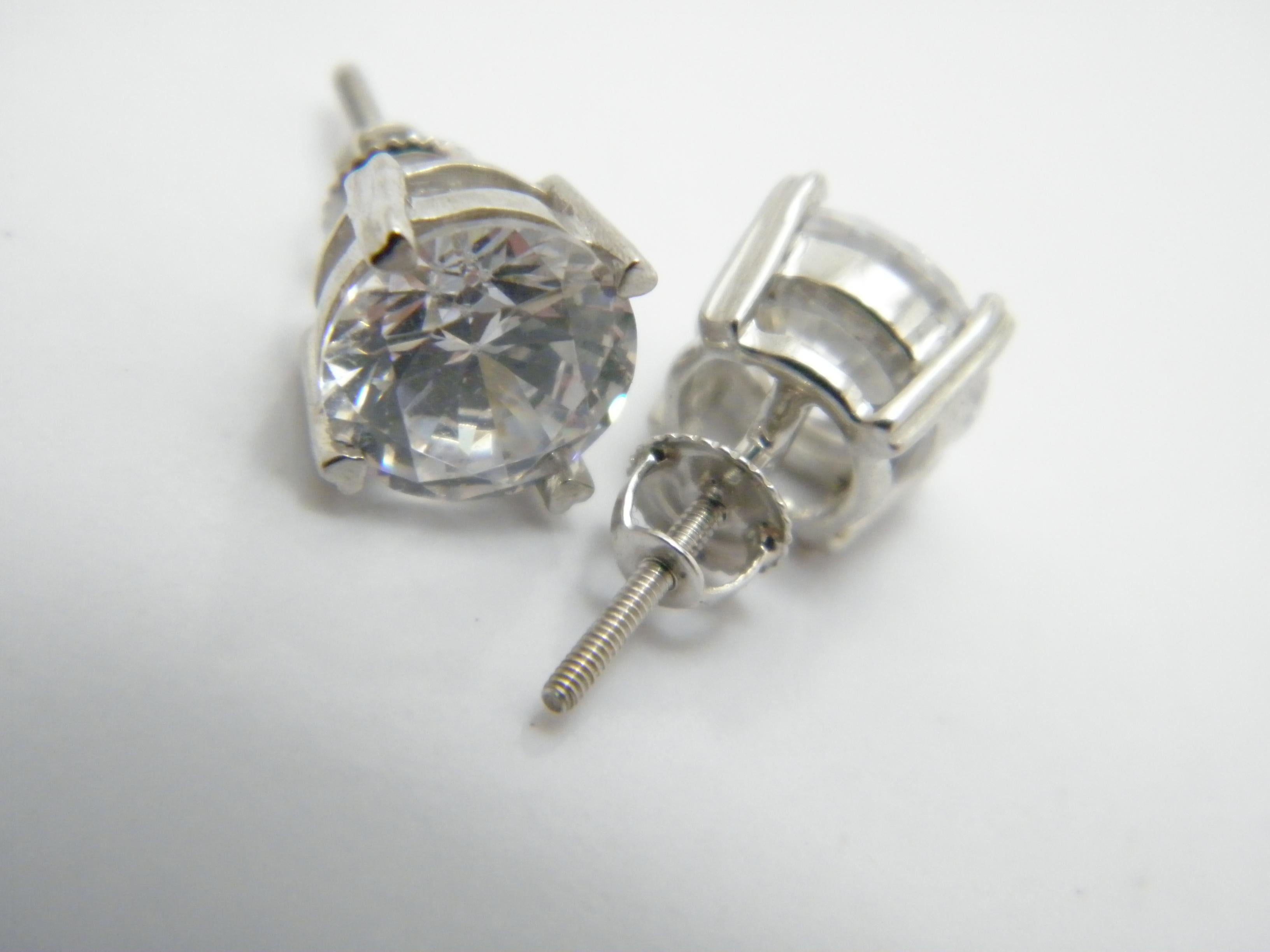 Vintage Silver 3.5 Carat Diamond Paste HUGE Screw Back Stud Earrings 925 Purity For Sale 2