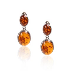 Vintage Silver Amber Earrings