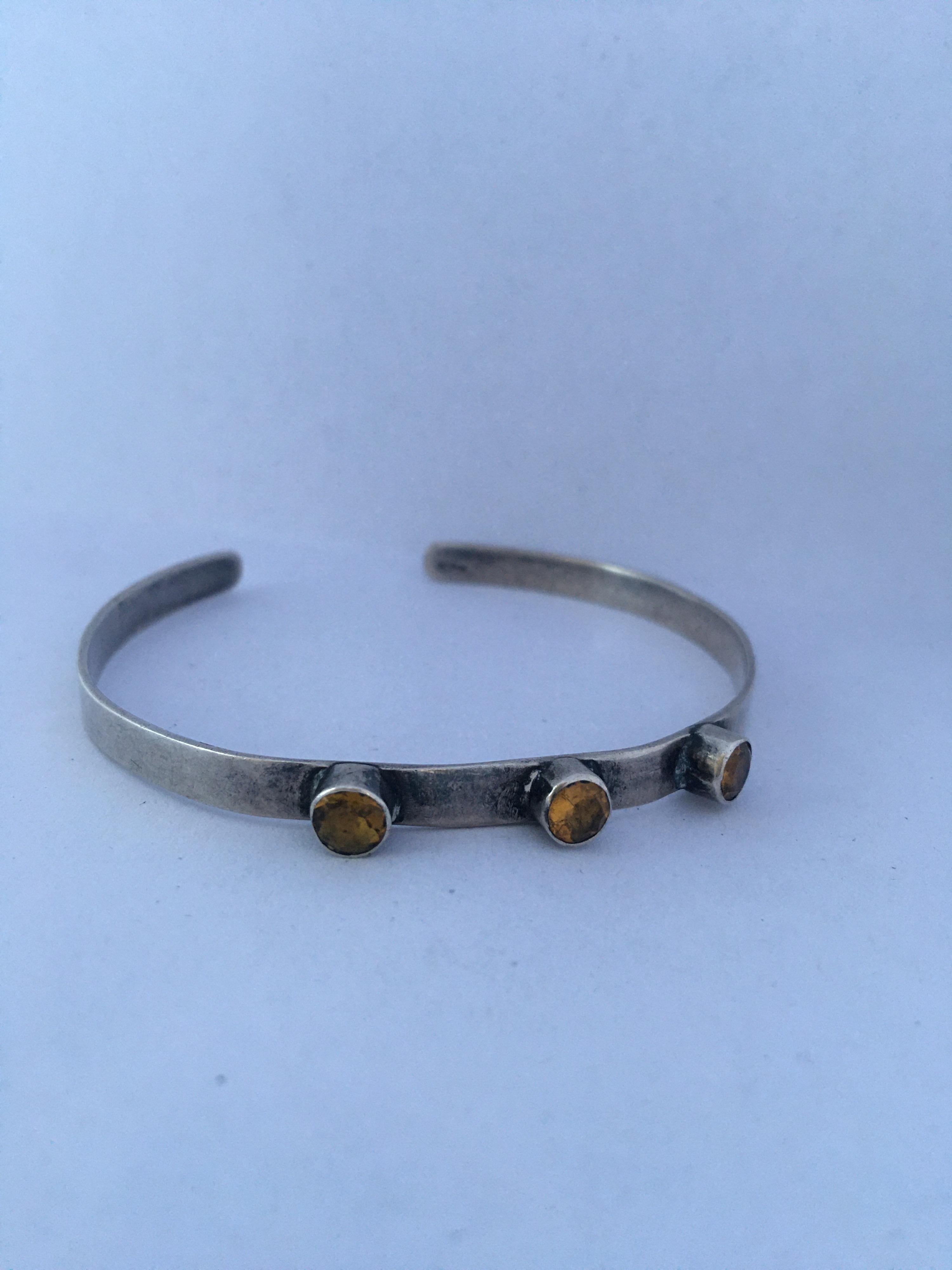 Vintage Silver Amber Bangle 5