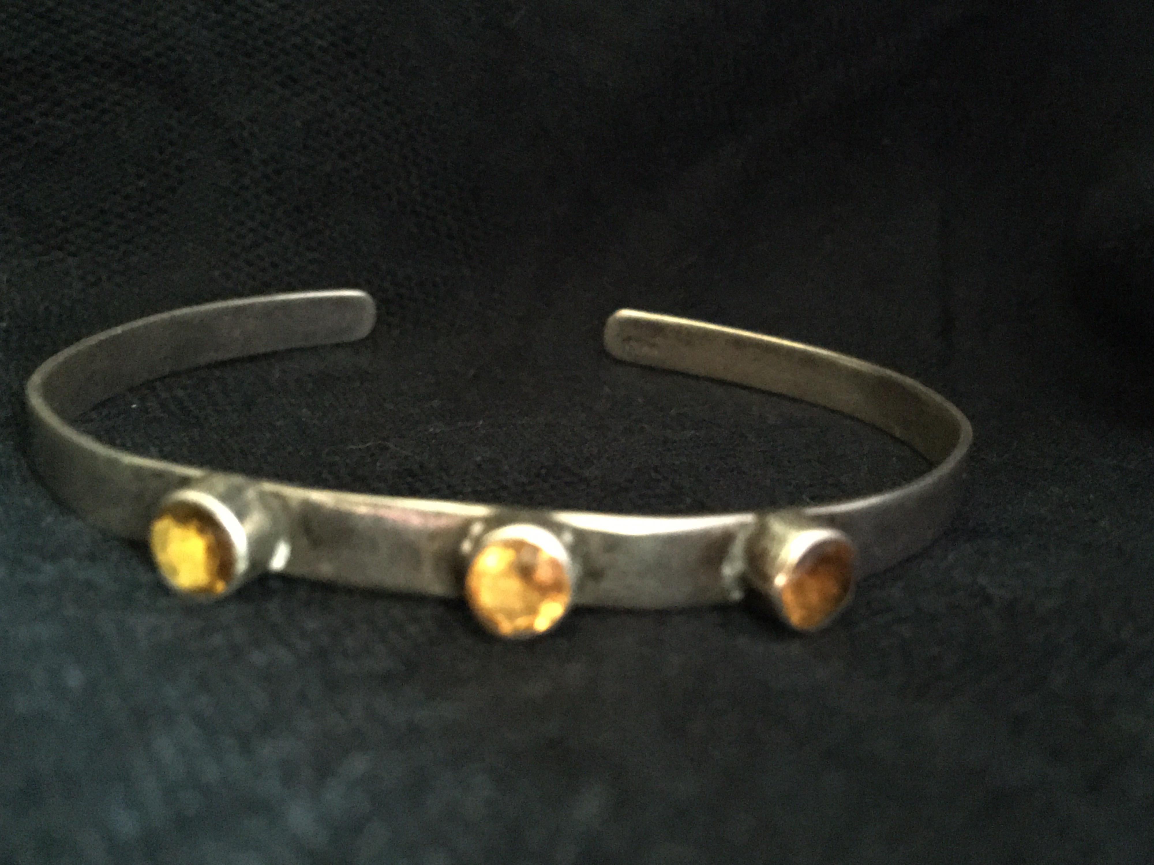 Vintage Silver Amber Bangle 11