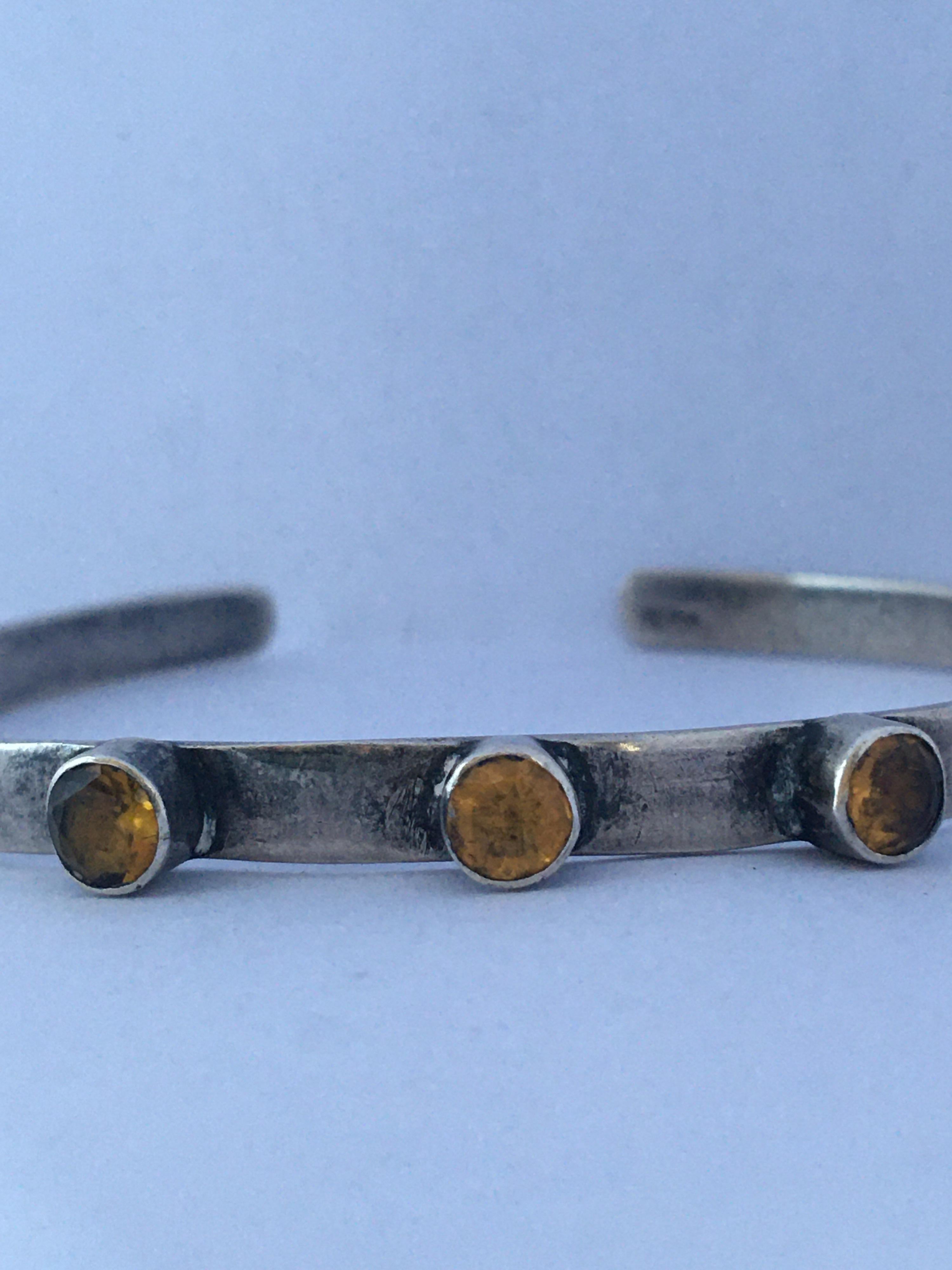 Vintage Silver Amber Bangle In Good Condition In Carlisle, GB