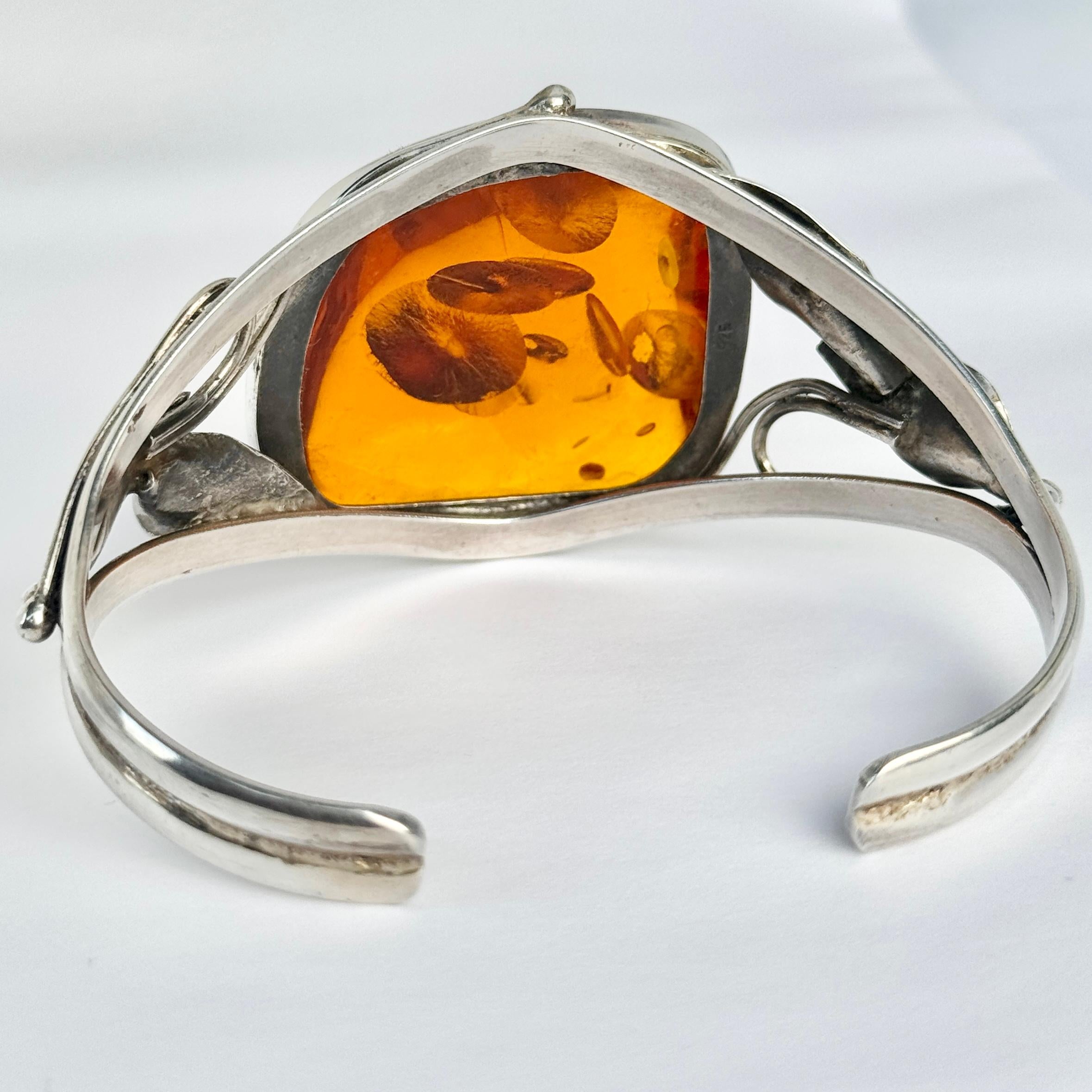 Vintage Silver Amber Bracelet In Good Condition For Sale In Chipping Campden, GB