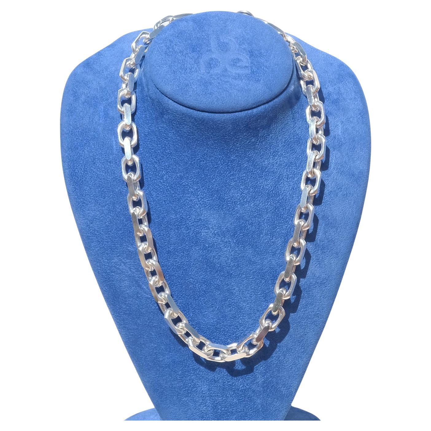 HERMES Silver Anchor Link Necklace at 1stDibs