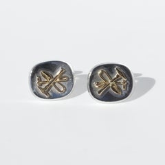 Vintage Silver and 14K Gold Cufflinks by Swdeish masterBengt Liljedahl Made 1983