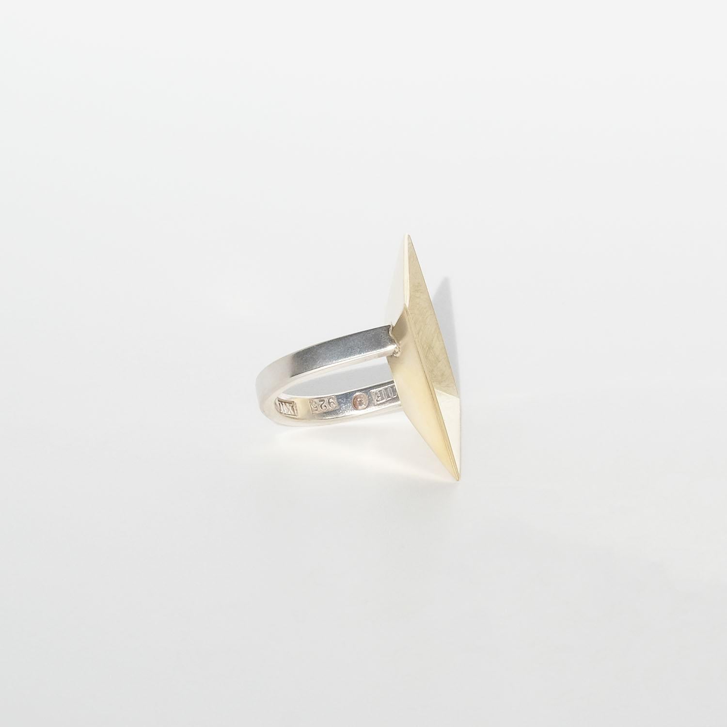 Vintage Silver and 18k Gold Ring by Marie Fernström Made Year 1996 For Sale 6
