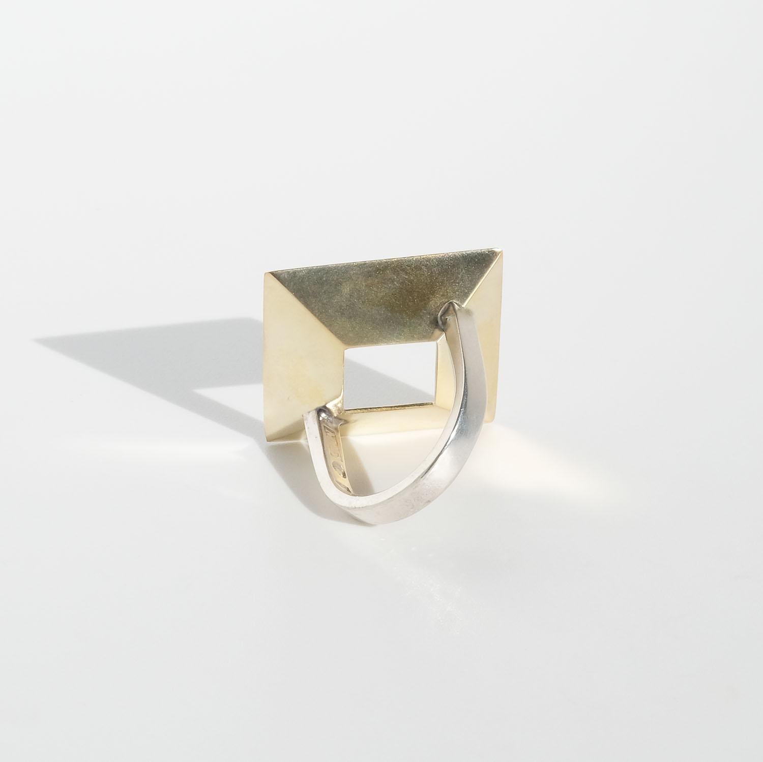 Vintage Silver and 18k Gold Ring by Marie Fernström Made Year 1996 For Sale 1