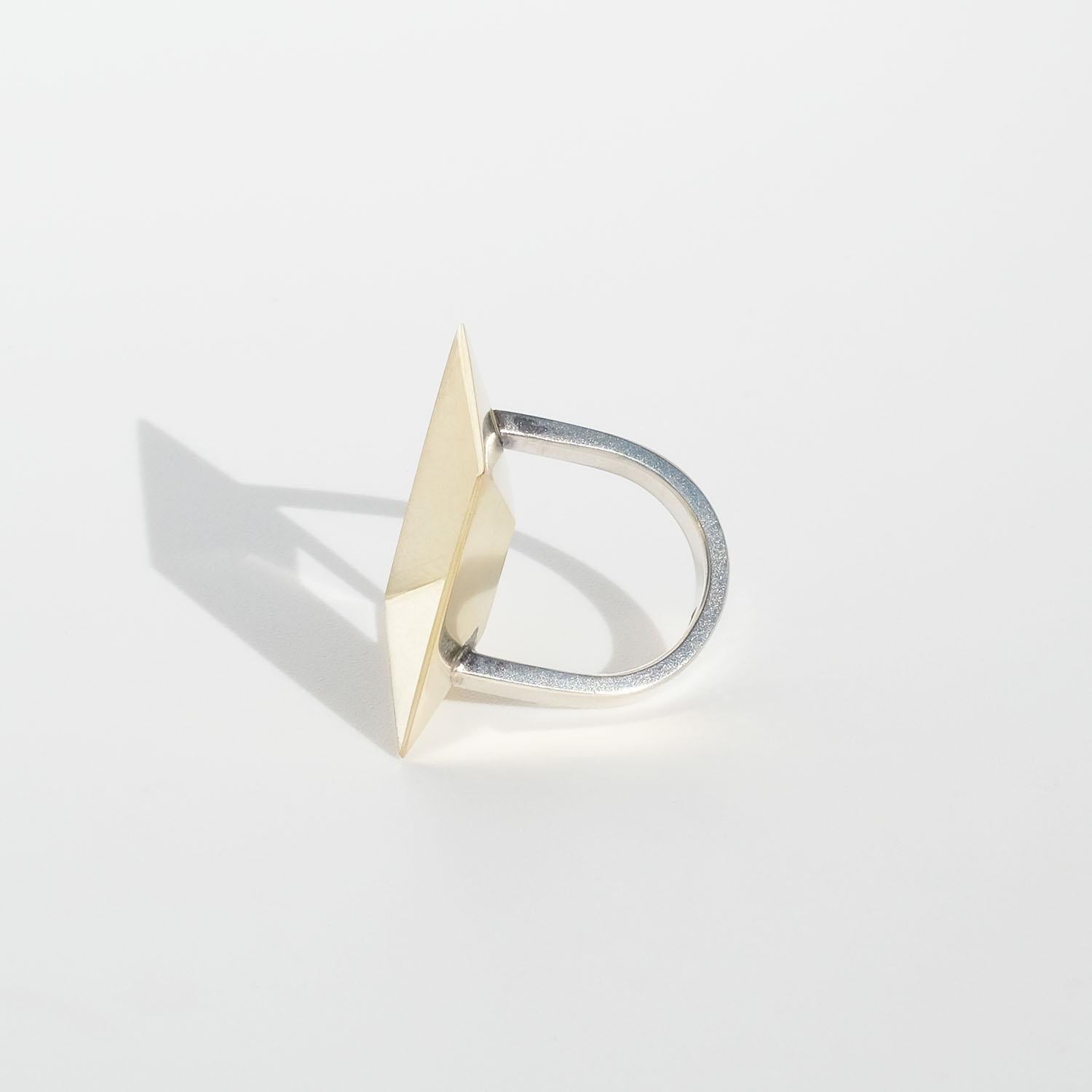 Vintage Silver and 18k Gold Ring by Marie Fernström Made Year 1996 For Sale 4