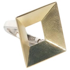 Vintage Silver and 18k Gold Ring by Marie Fernström Made Year 1996