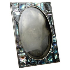 Marco de fotos vintage de plata y concha de abulón México Los Castillo