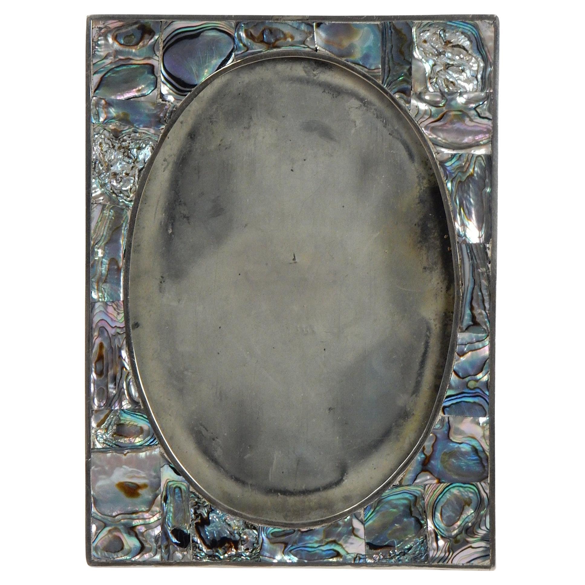Marco de fotos vintage de plata y concha de abulón México Los Castillo