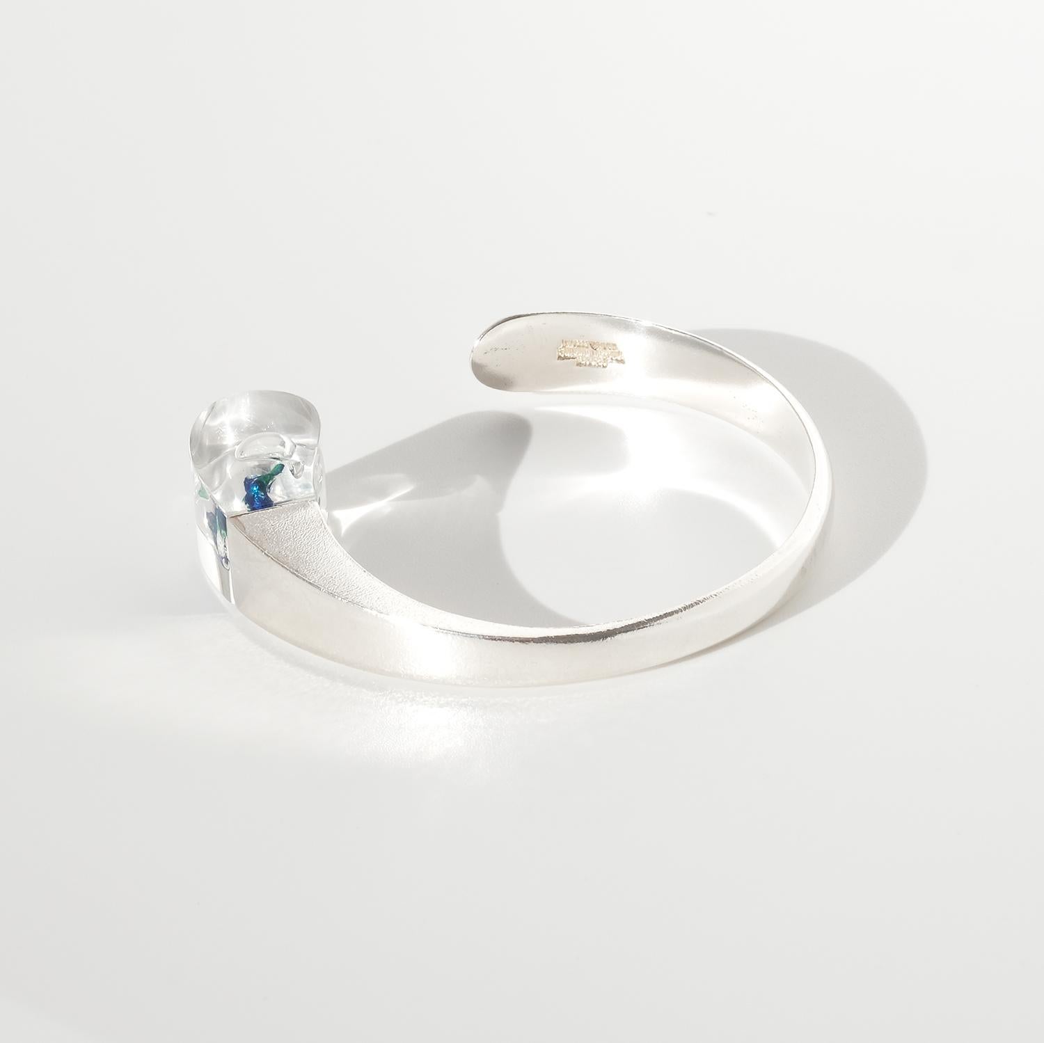 Women's or Men's Vintage Silver and Acrylic Cuff Bracelet “Microns” by Björn Weckström Made 1974 For Sale