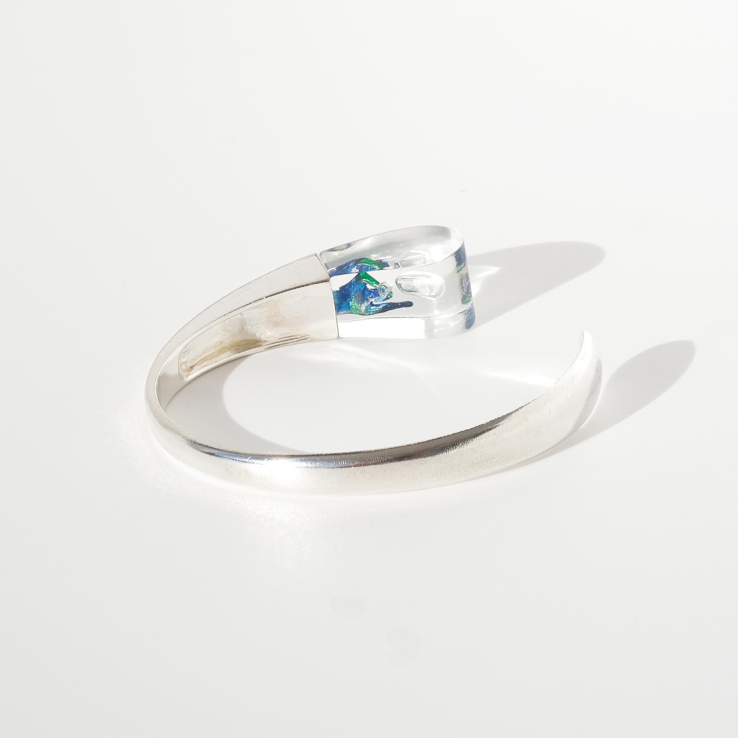 Vintage Silver and Acrylic Cuff Bracelet “Microns” by Björn Weckström Made 1974 For Sale 1