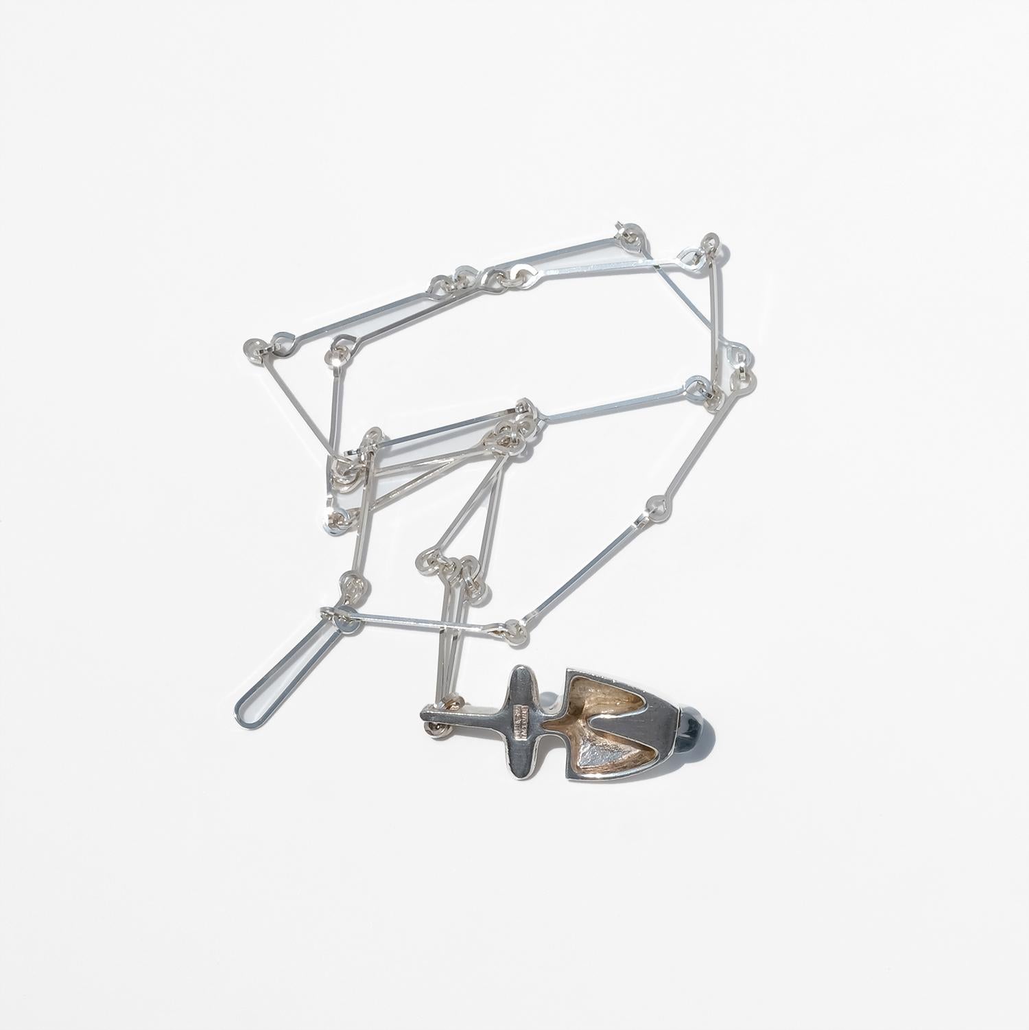 Vintage Silver and Acrylic Necklace “Iguana” by Björn Weckström Made 1974 For Sale 1