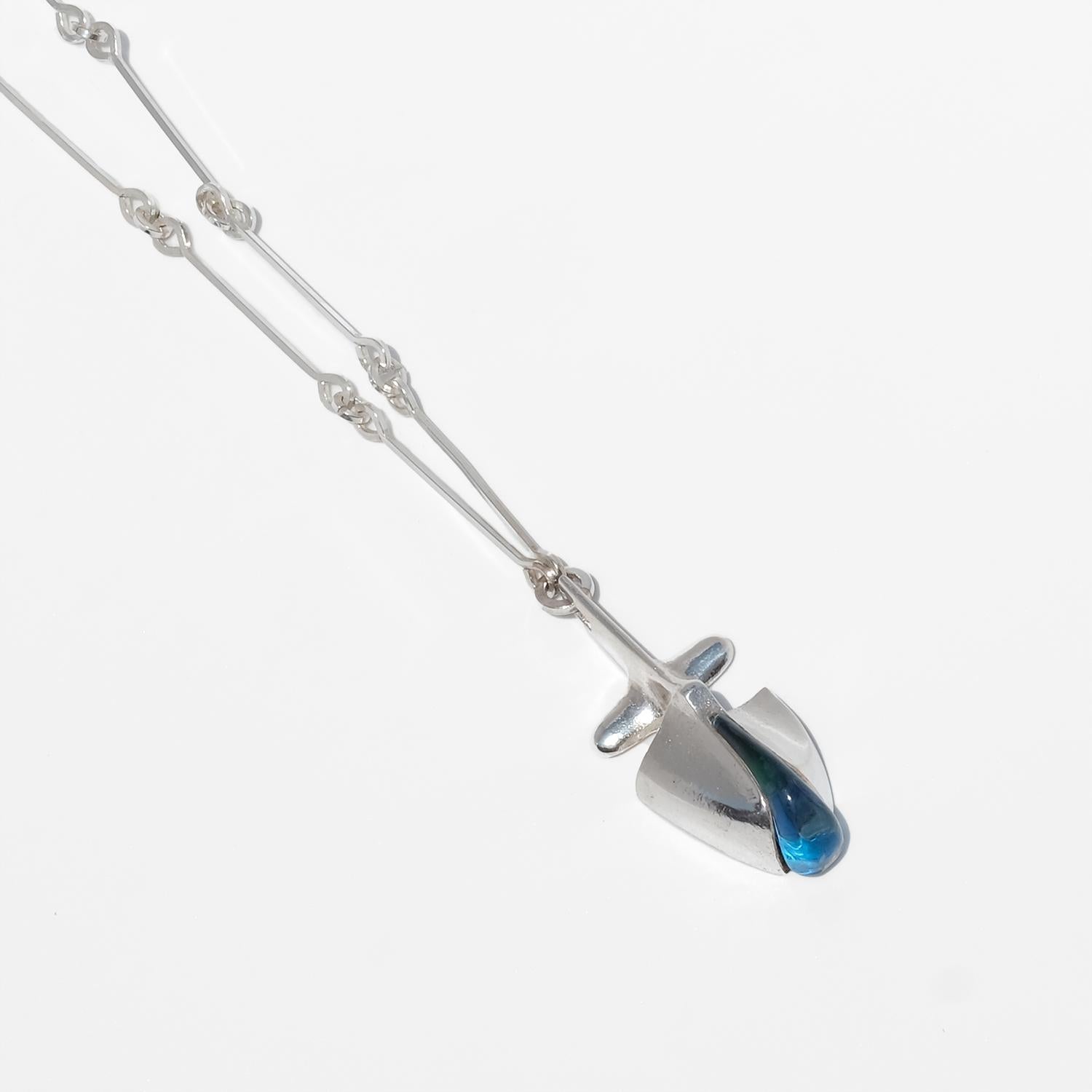 Vintage Silver and Acrylic Necklace “Iguana” by Björn Weckström Made 1974 For Sale 3