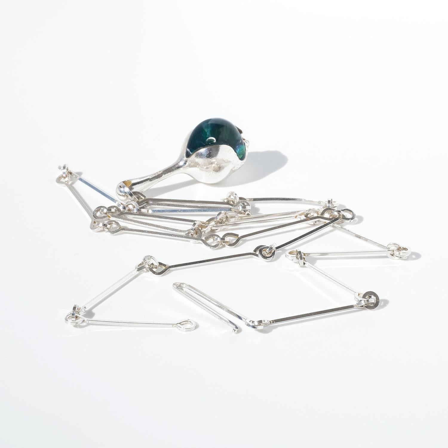 Vintage Silver and Acrylic Necklace “Nectaris” by Björn Weckström Made 1977 For Sale 1