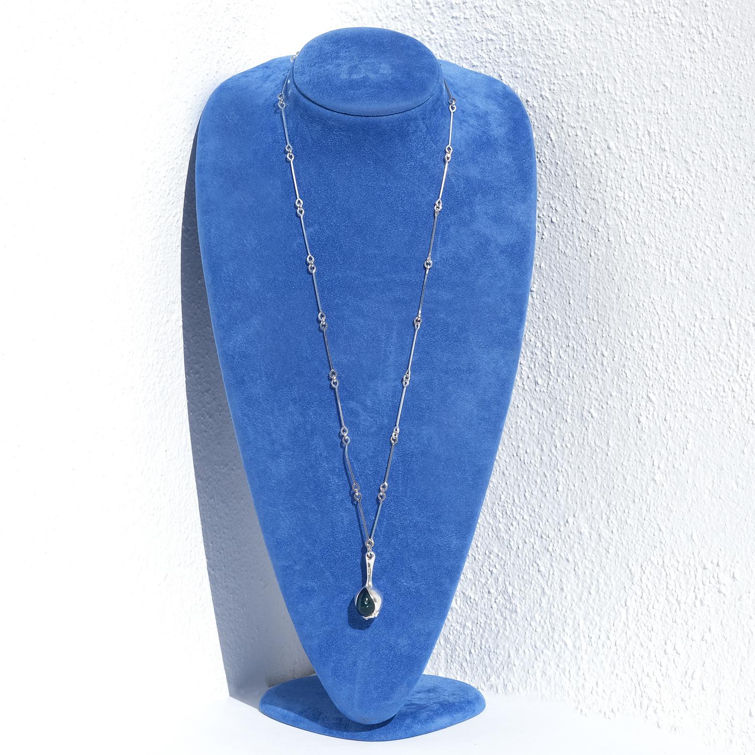 Vintage Silver and Acrylic Necklace “Nectaris” by Björn Weckström Made 1977 For Sale 4