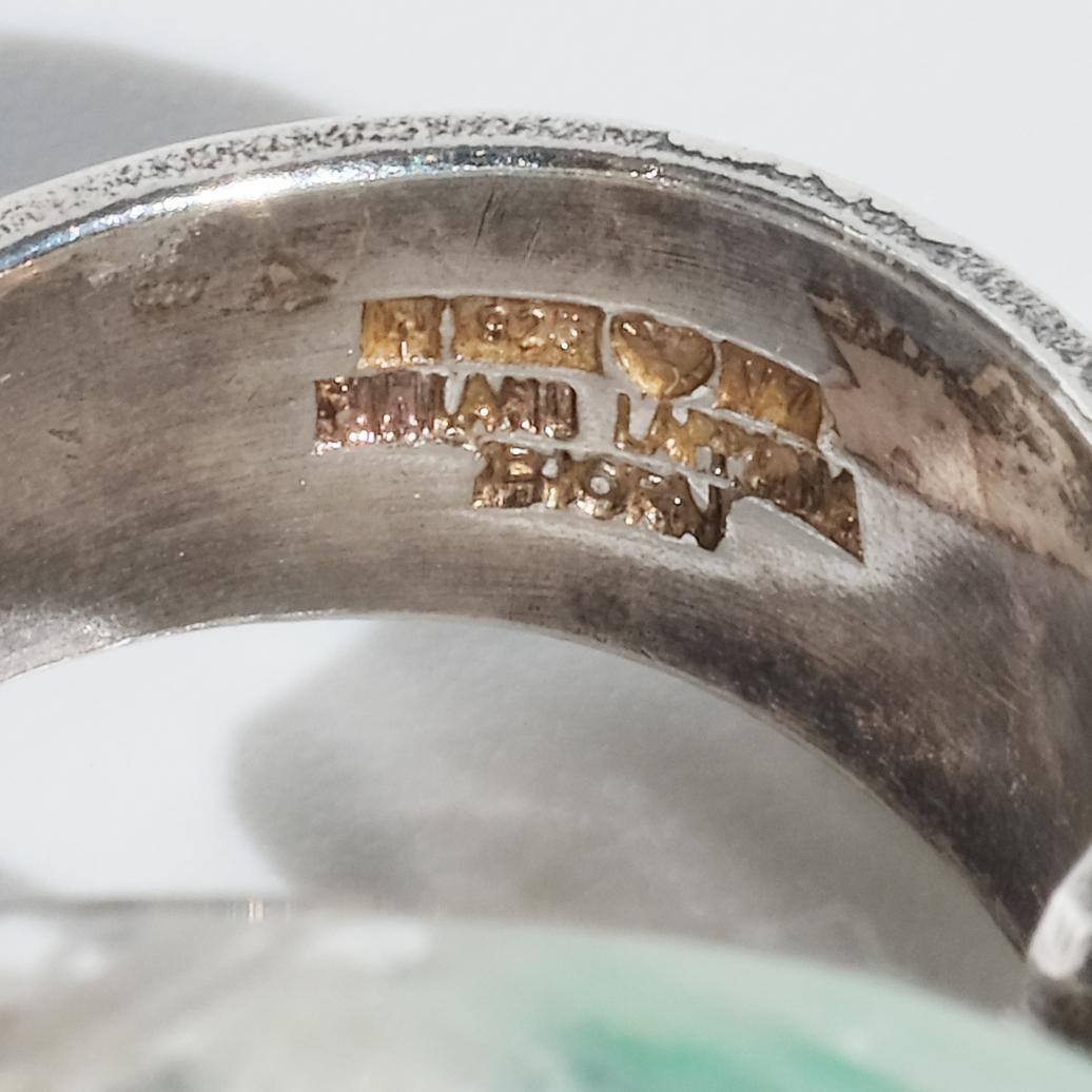 Vintage Silver and Acrylic Ring “Frozen Lake” by Björn Weckström Made 1974 For Sale 7