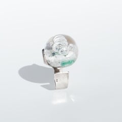 Vintage Silver and Acrylic Ring “Frozen Lake” by Björn Weckström Made 1974