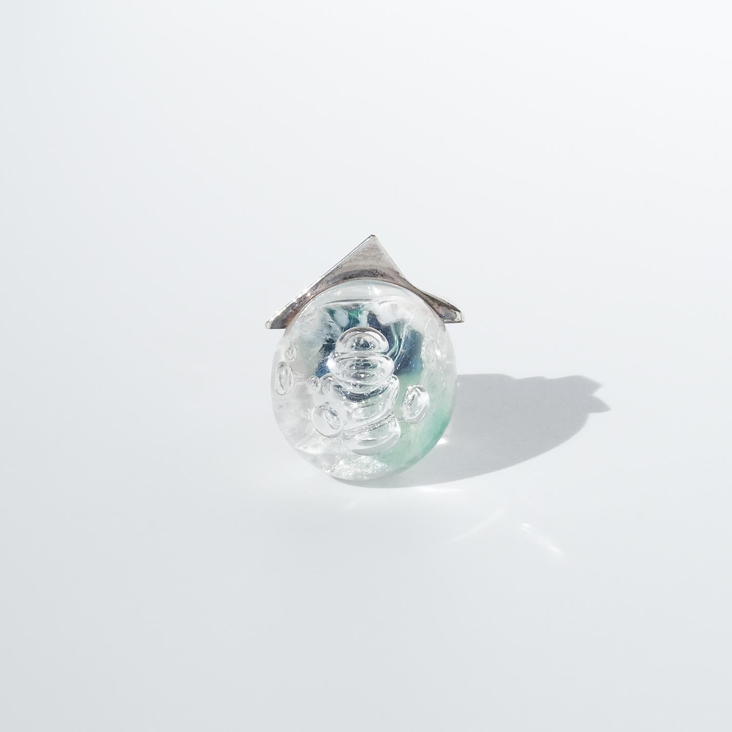 Vintage Silver and Acrylic Ring “Frozen Lake” by Björn Weckström Made 1974 For Sale 4