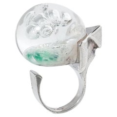 Vintage Silver and Acrylic Ring Frozen Lake by Björn Weckström Made 1974
