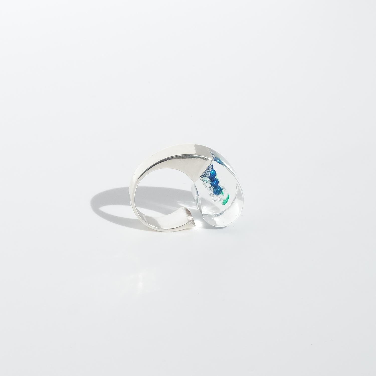 Vintage Silver and Acrylic Ring “Microns” by Björn Weckström Made 1974 In Good Condition For Sale In Stockholm, SE