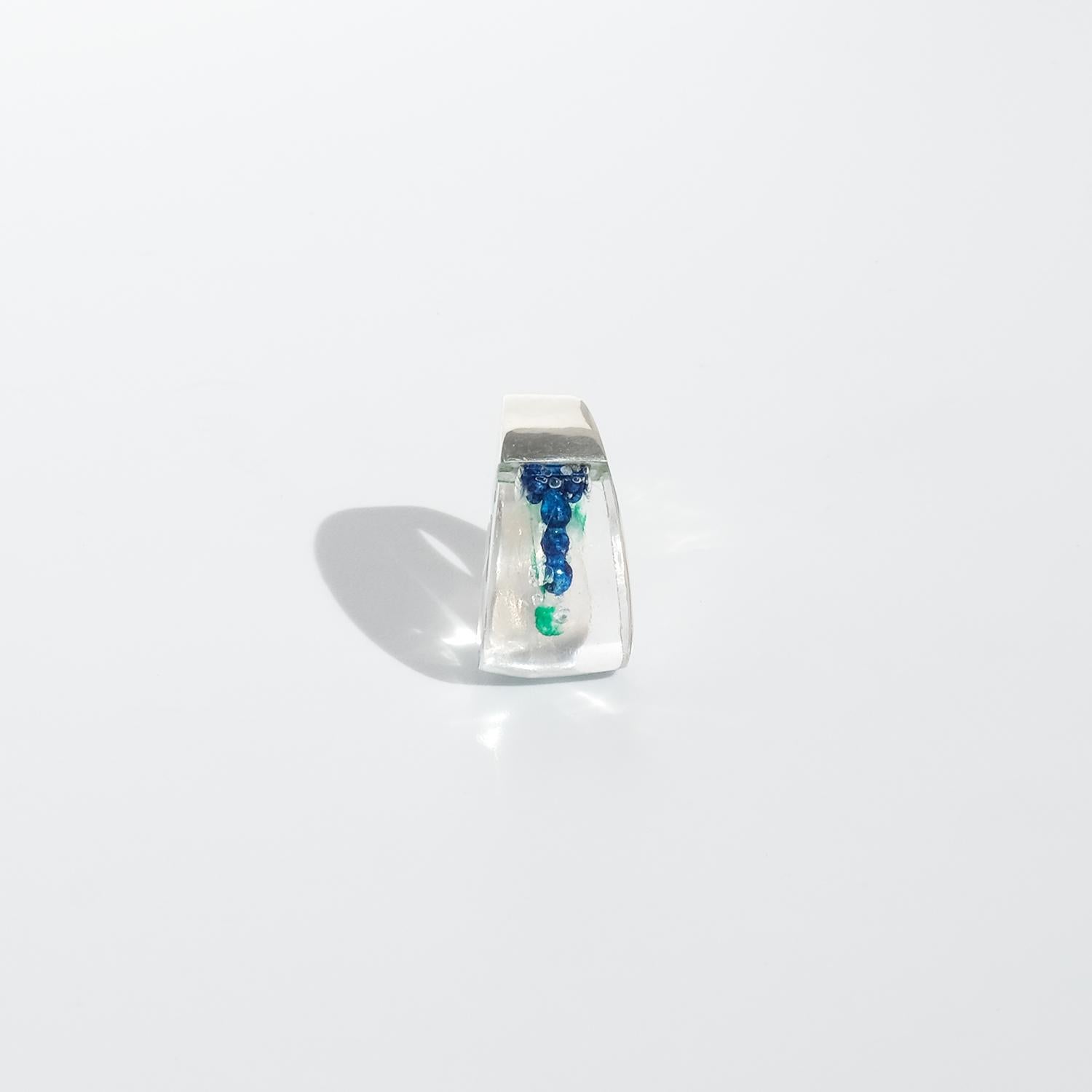 Women's or Men's Vintage Silver and Acrylic Ring “Microns” by Björn Weckström Made 1974 For Sale