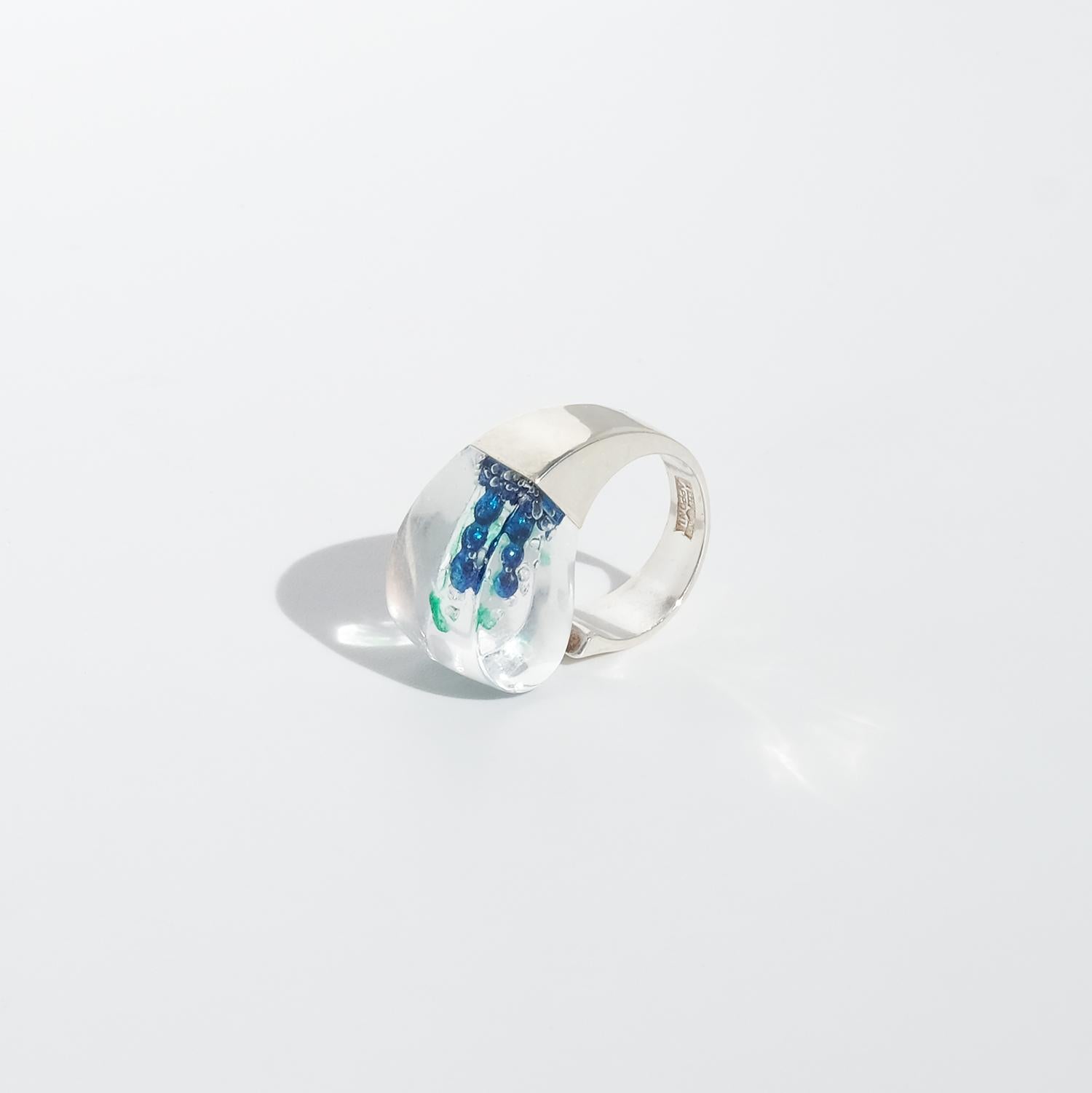 Vintage Silver and Acrylic Ring “Microns” by Björn Weckström Made 1974 For Sale 1