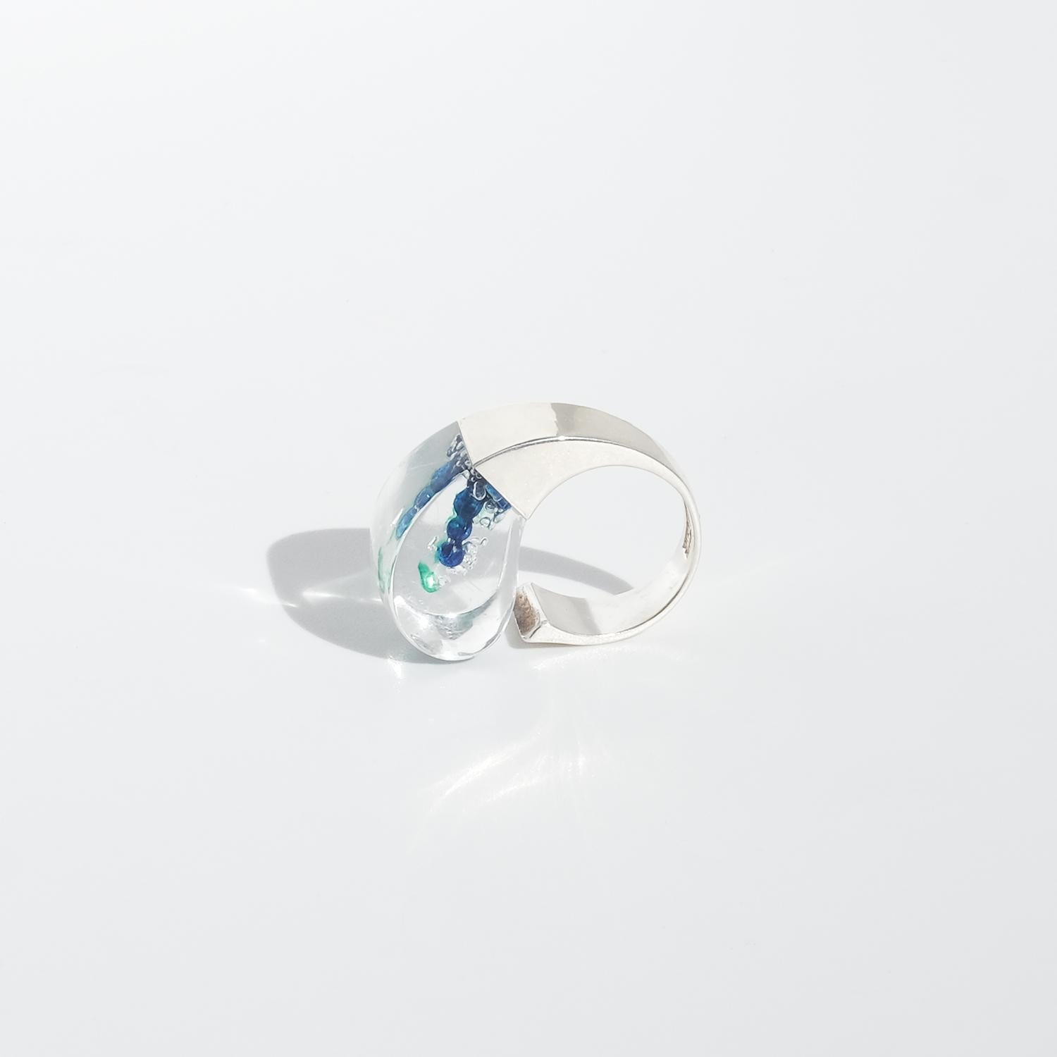 Vintage Silver and Acrylic Ring “Microns” by Björn Weckström Made 1974 For Sale 2