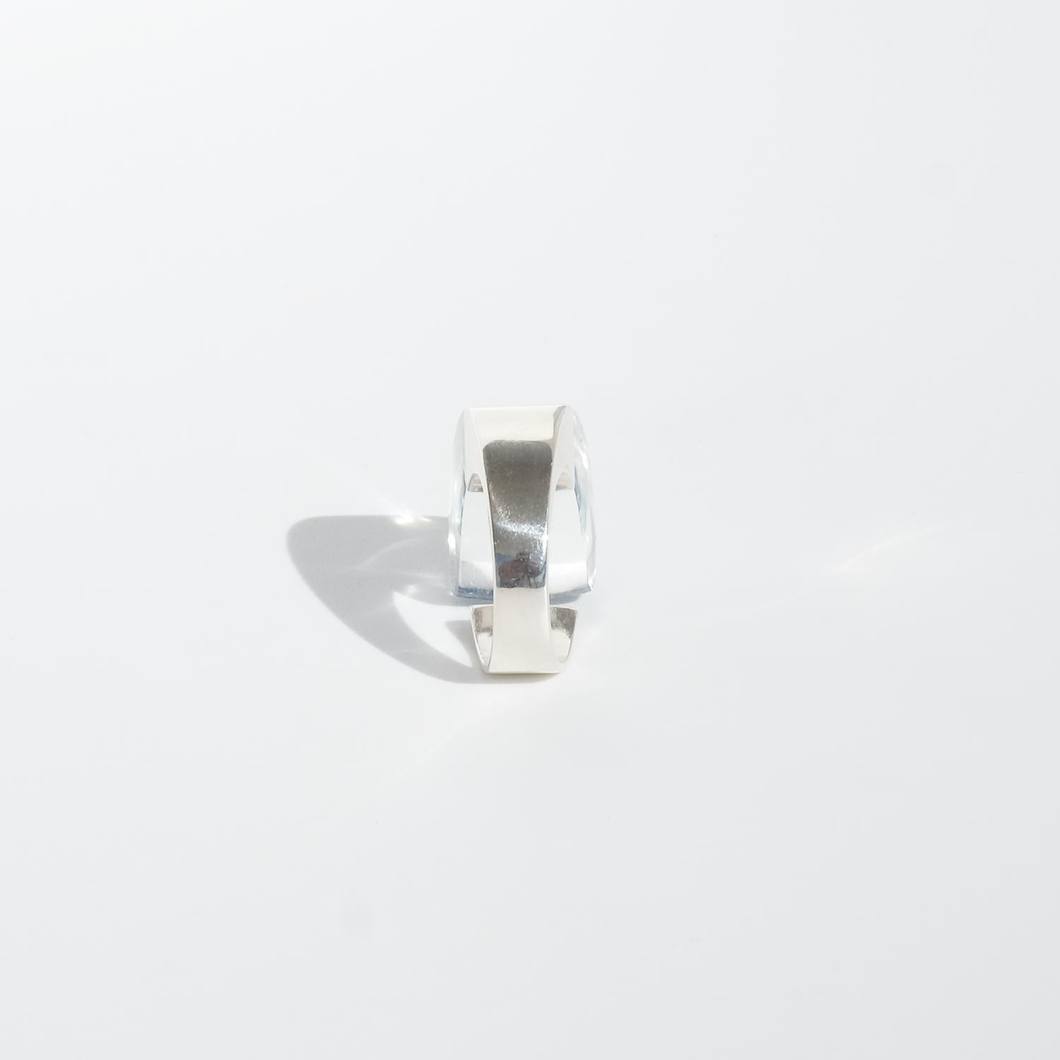 Vintage Silver and Acrylic Ring “Microns” by Björn Weckström Made 1974 For Sale 3