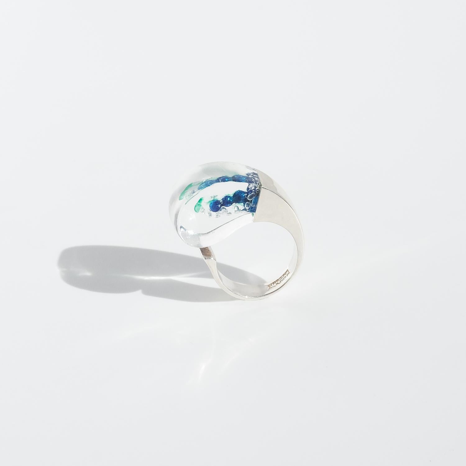 Vintage Silver and Acrylic Ring “Microns” by Björn Weckström Made 1974 For Sale 4