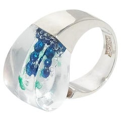 Vintage Silver and Acrylic Ring Microns by Björn Weckström Made 1974