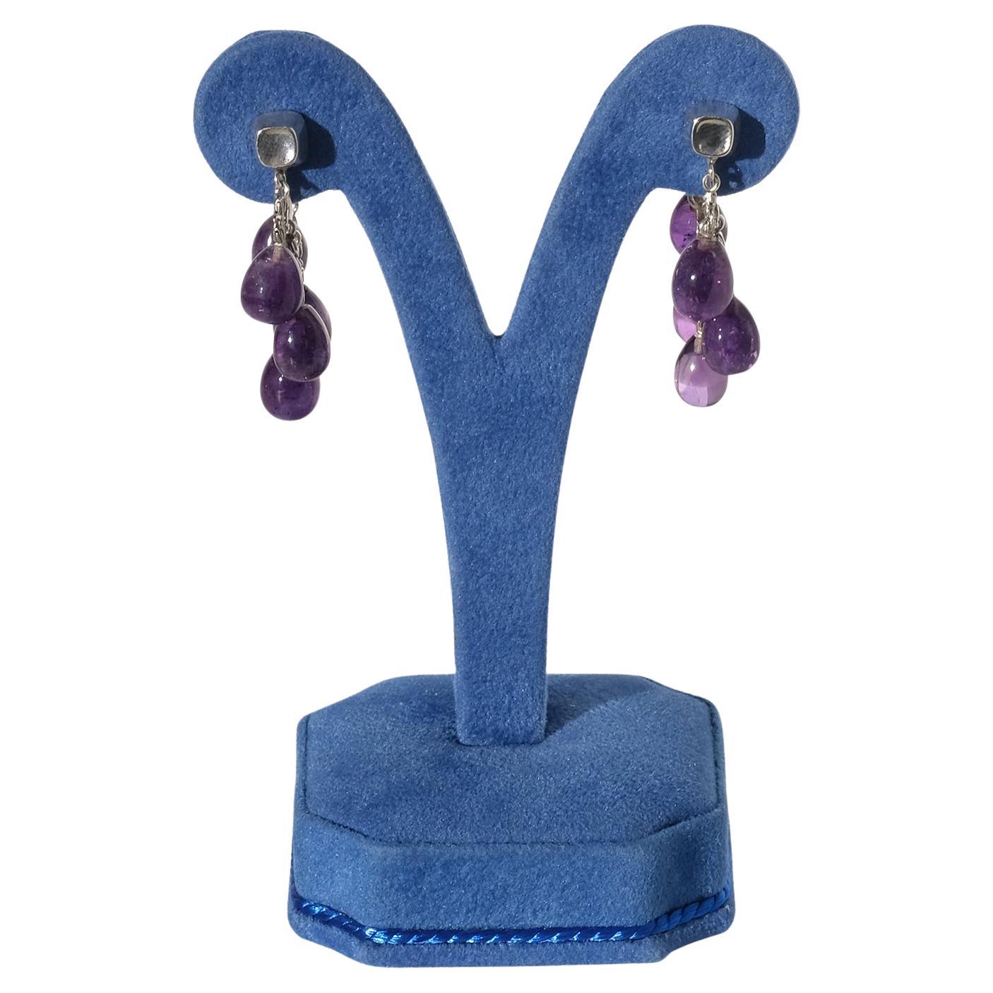 Pendientes colgantes vintage de plata y amatista de Heribert Engelbert Fabricados en 1955 en venta