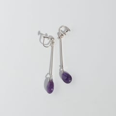 Vintage Silver and Amethyst Earrings, “Dew Drop”, by Vivianna Torun Bülow-Hübe