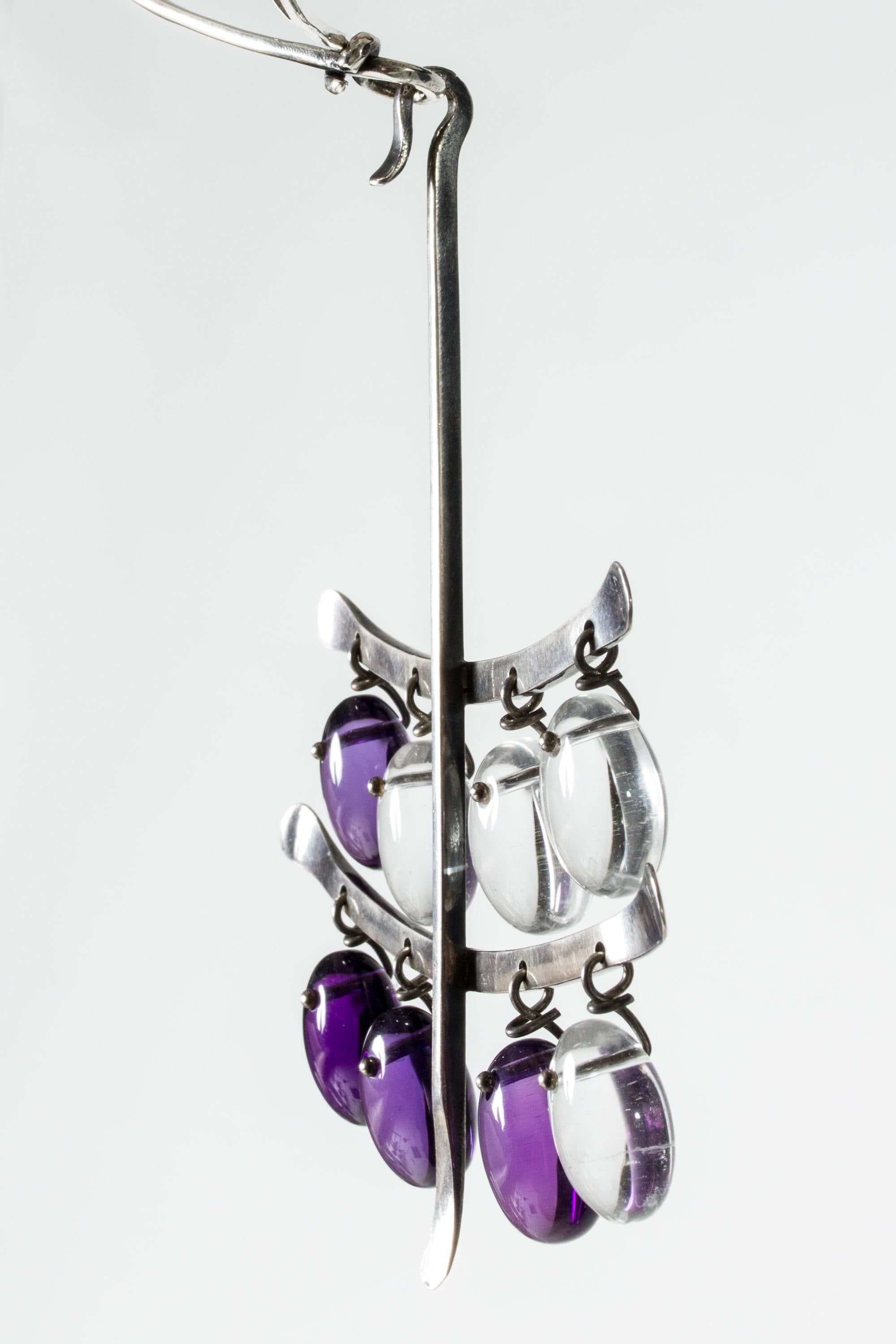 Vintage Silver and Amethyst Neckring by Torun Bülow-Hübe, Denmark, 1960s In Good Condition For Sale In Stockholm, SE