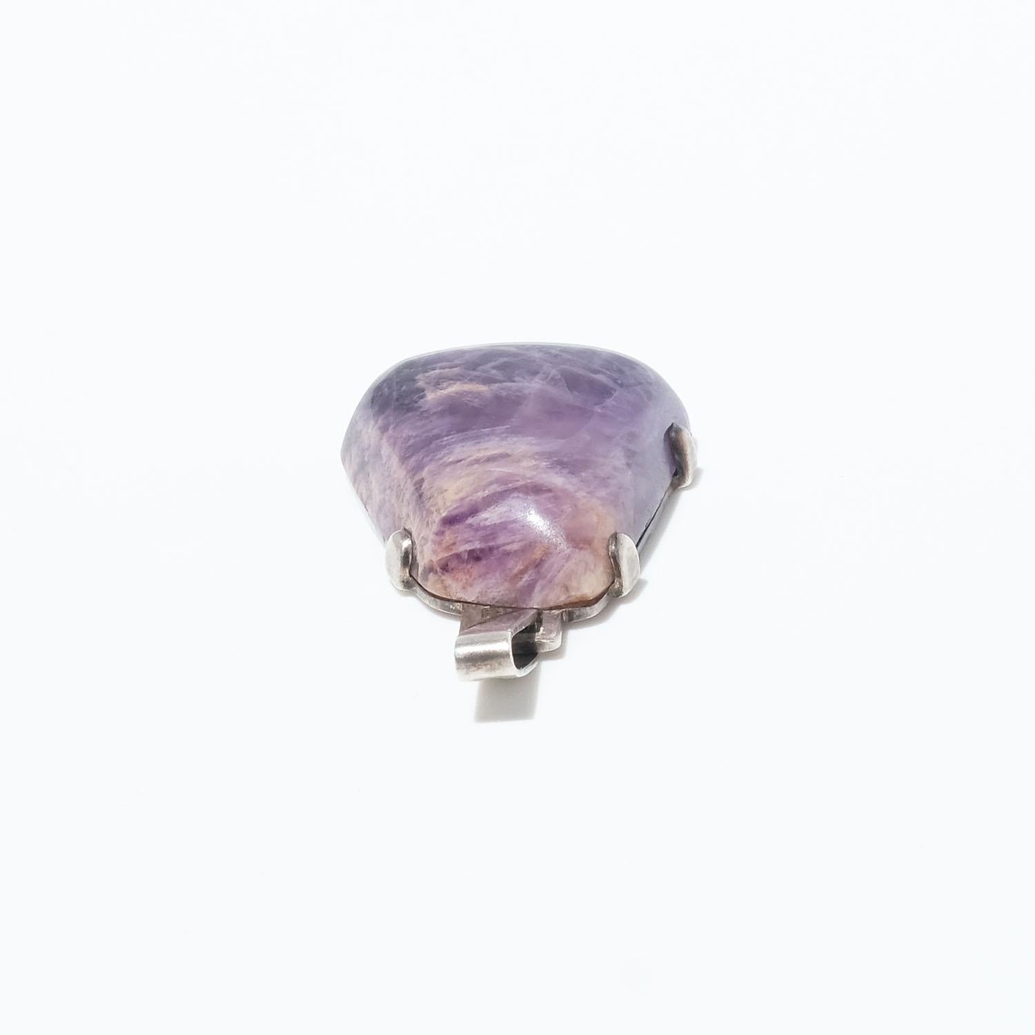 Vintage Silver and Amethyst Quartz Pendant Made Year 1972 In Good Condition For Sale In Stockholm, SE