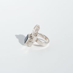 Vintage Silver and Black Stone Ring by Swedish Master Claës Giertta made 1977
