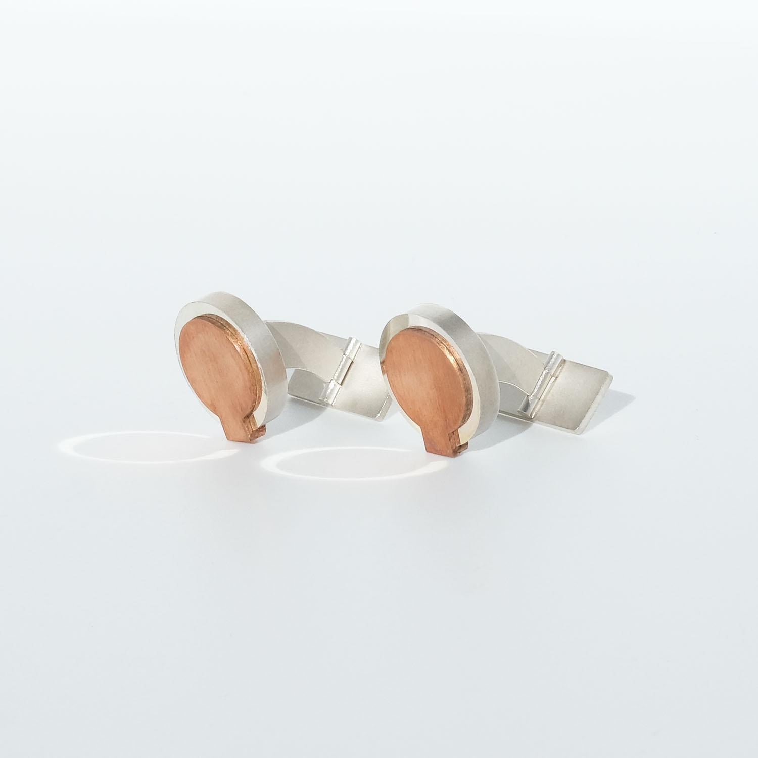 Gemelli da polso vintage in argento e rame, anno 1987 in vendita 4