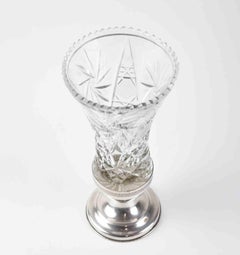 Vase vintage en argent et cristal, Italie, milieu du 20e siècle