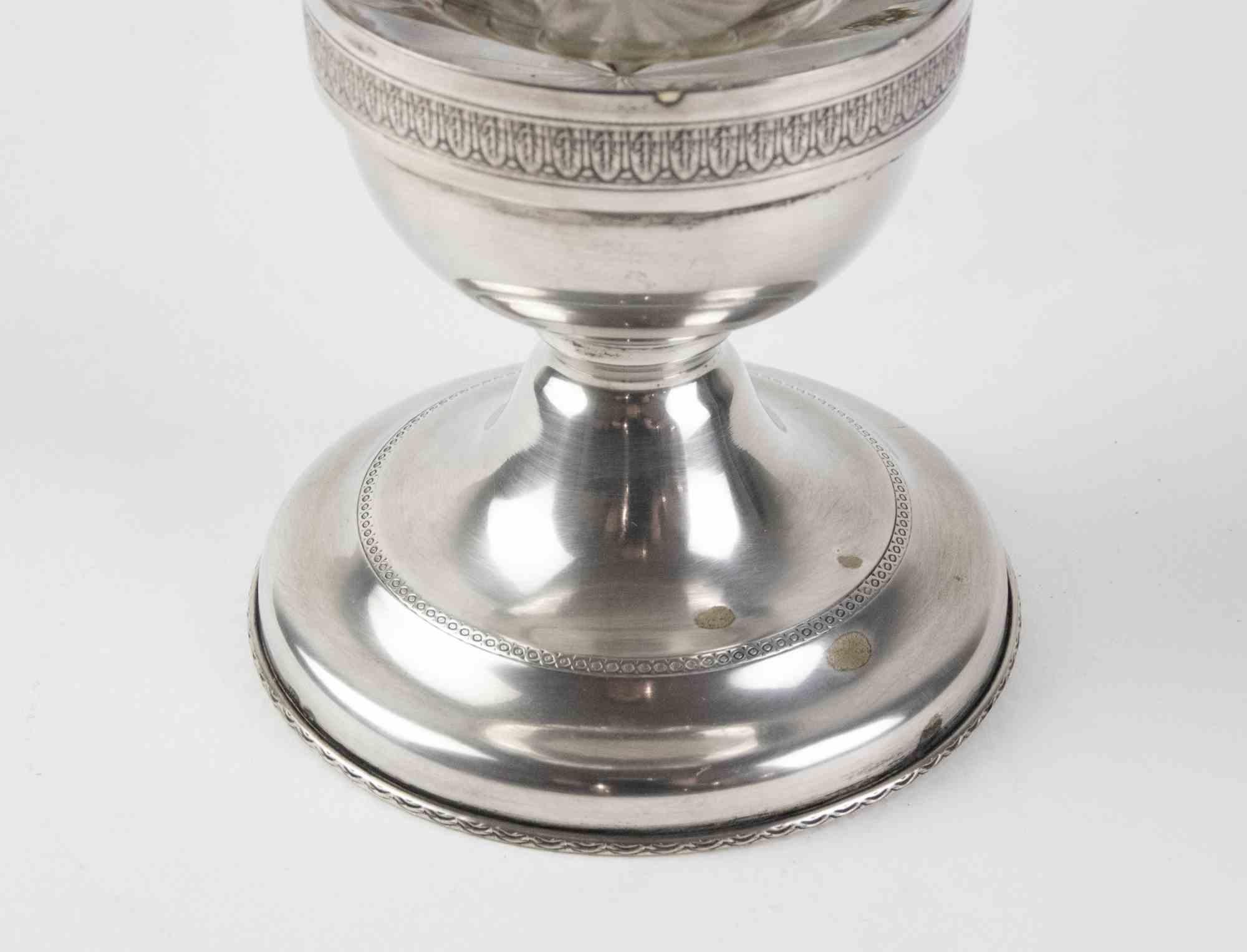 Vintage Silver and Cristal Vase, italy, mid-20th Century For Sale 2