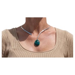 Vintage Silver and Eilat Stone Neck Ring by Isaac Cohen Made 1969