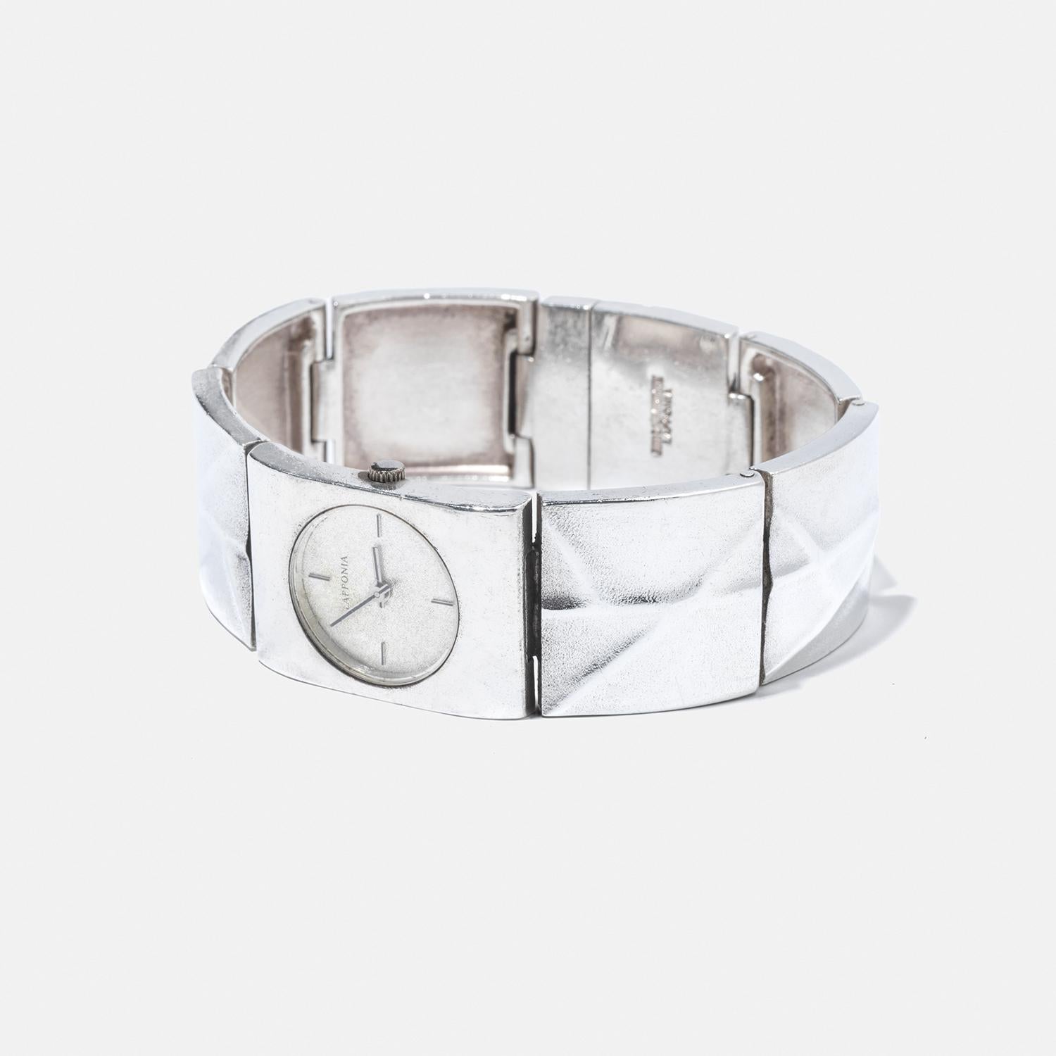 Vintage Silver and Enamel Wristwatch by Björn Weckström made 1990 In Good Condition For Sale In Stockholm, SE