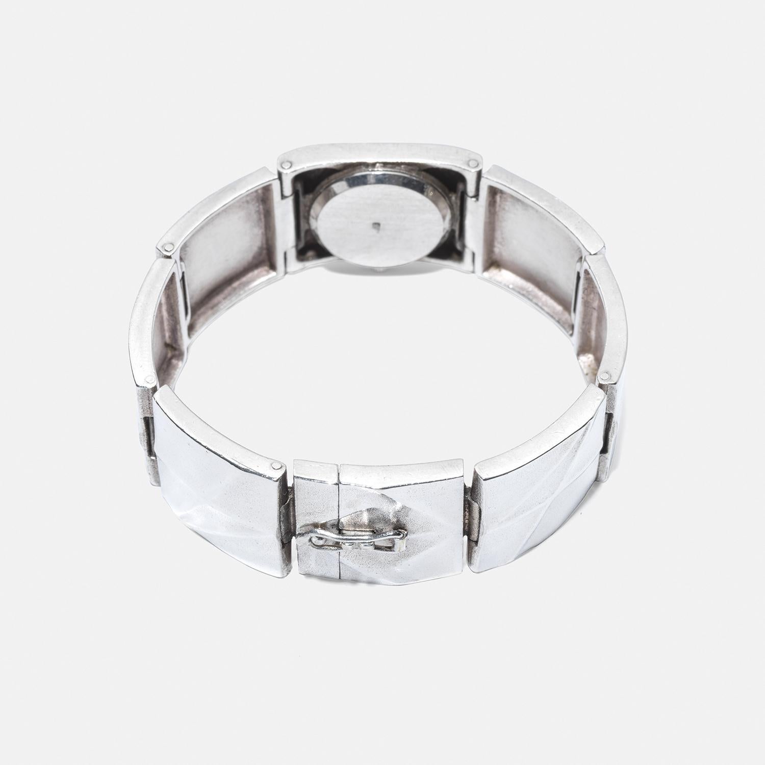Women's or Men's Vintage Silver and Enamel Wristwatch by Björn Weckström made 1990 For Sale