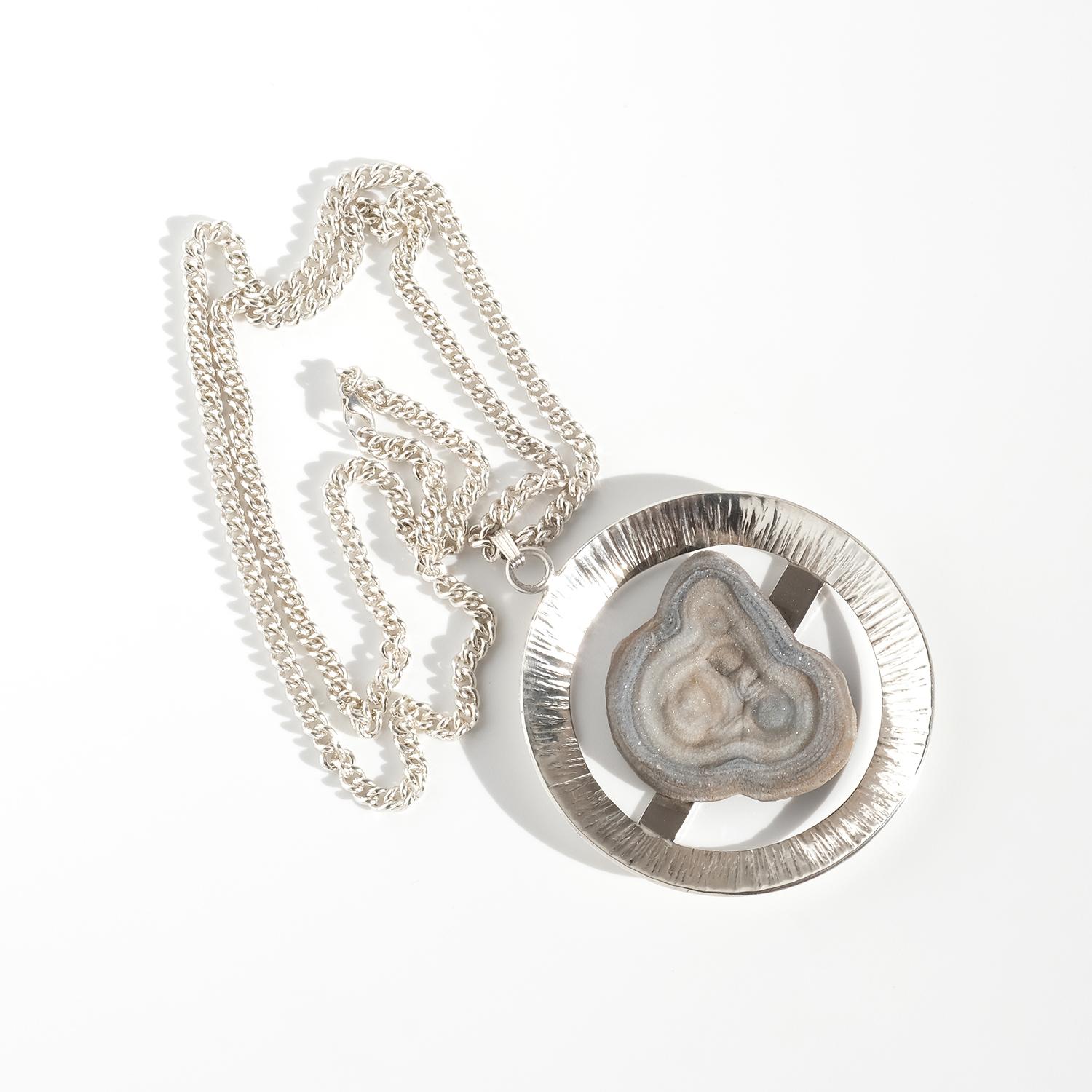 Vintage Silver and Fossil Pendant by Dan Smedman Made 1998 For Sale 2