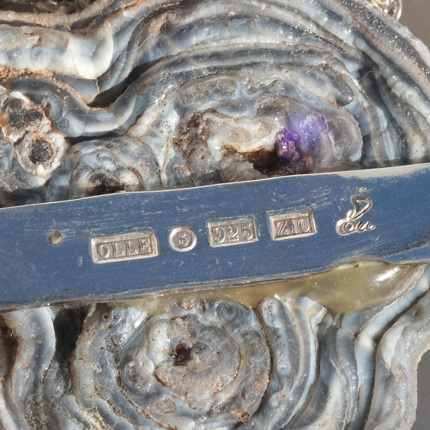 Vintage Silver and Fossil Pendant by Dan Smedman Made 1998 For Sale 5