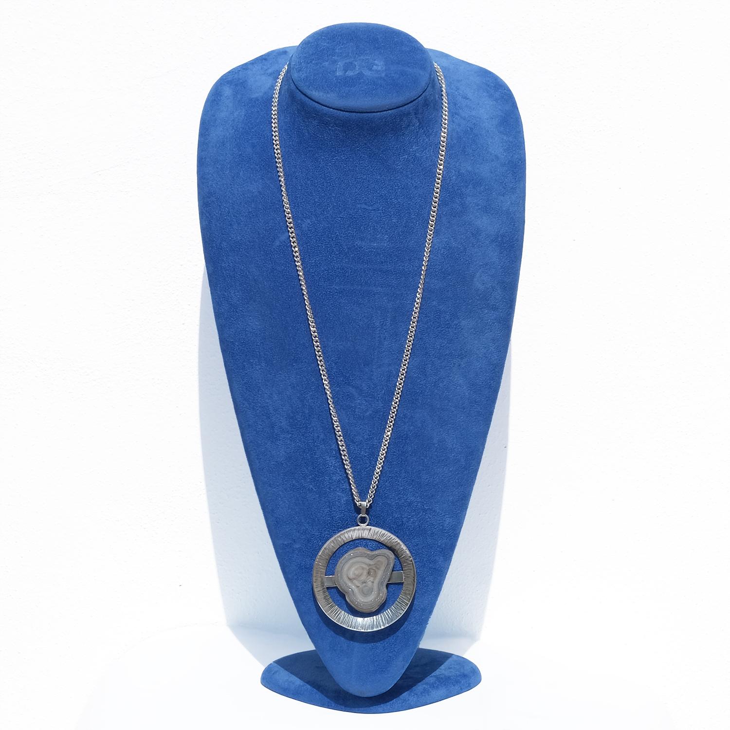 Vintage Silver and Fossil Pendant by Dan Smedman Made 1998 For Sale 4