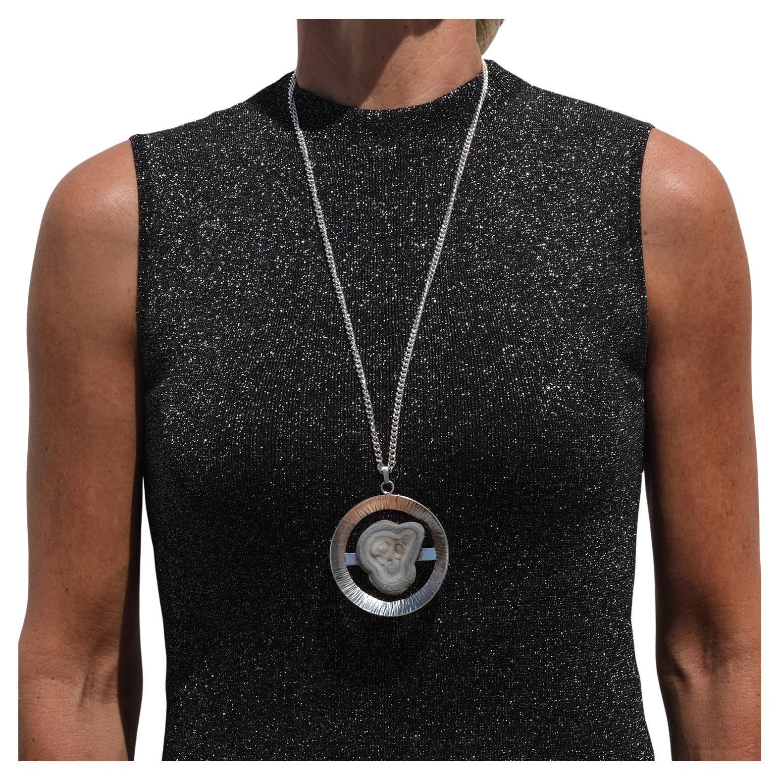 Pendentif Vintage Silver et Fossiles par Dan Smedman Fait en 1998