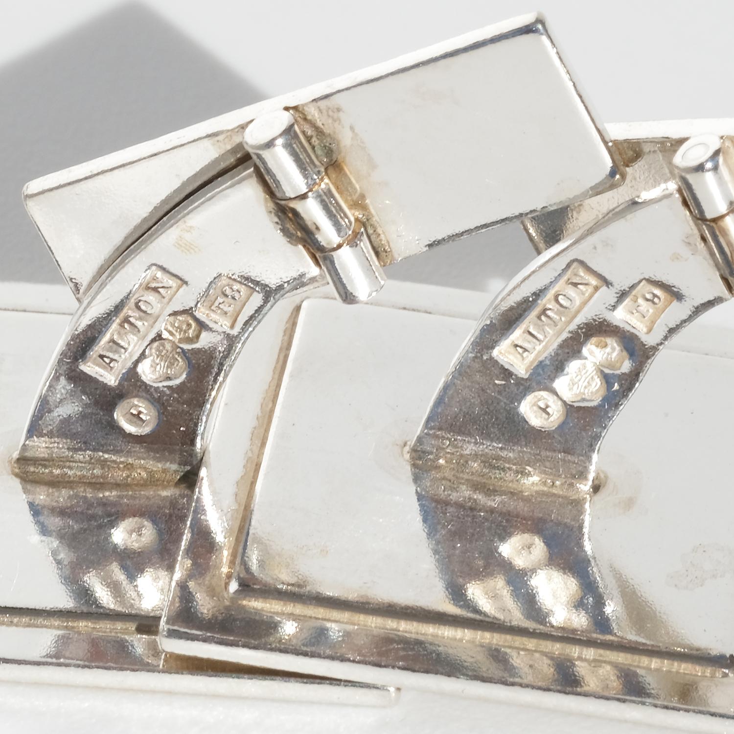 Boutons de manchette vintage en argent et argent doré par Alton fabriqués en 1969 en vente 3