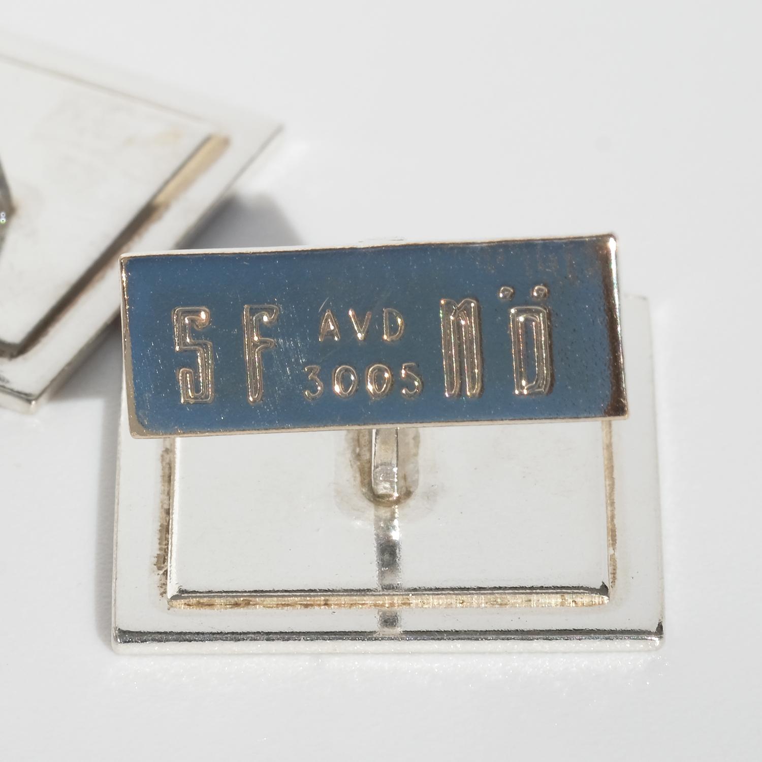 Boutons de manchette vintage en argent et argent doré par Alton fabriqués en 1969 en vente 4
