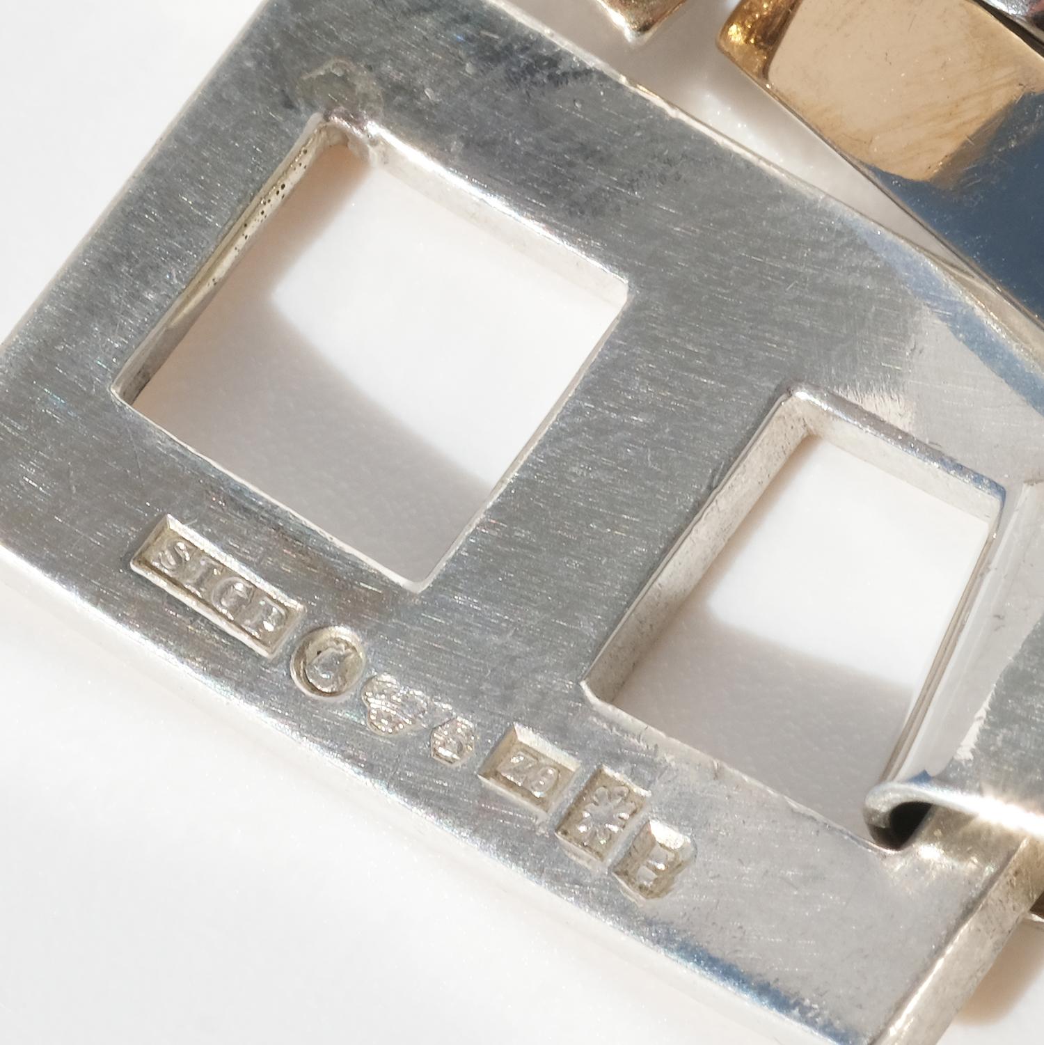 Vintage-Armband aus Silber und Gold von schwedischem Meister Sigurd Persson, hergestellt im Jahr 1976 im Angebot 3